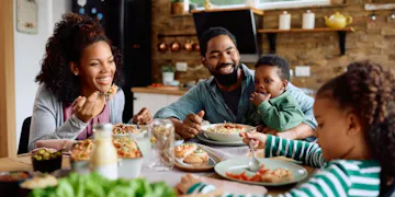 Family enjoying healthy meal ideas for easy family dinners and more!