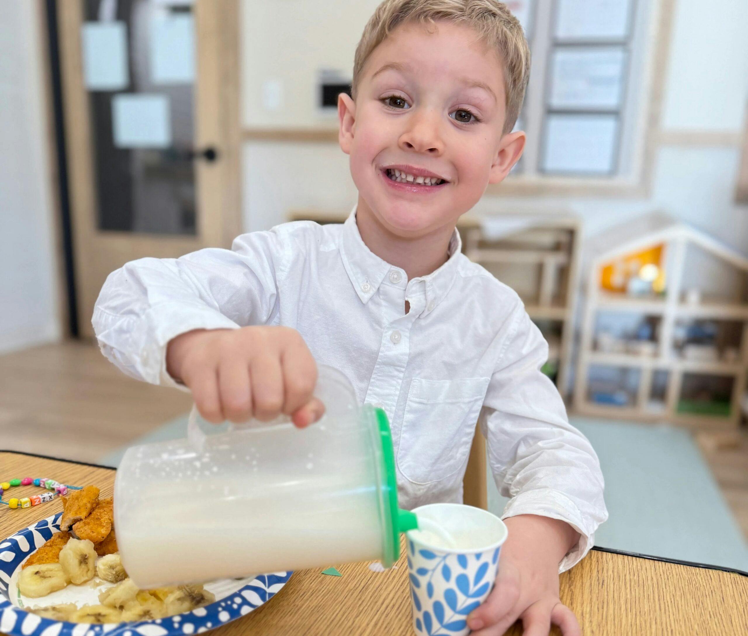 Family style dining in child care creates meaningful classroom moments!
